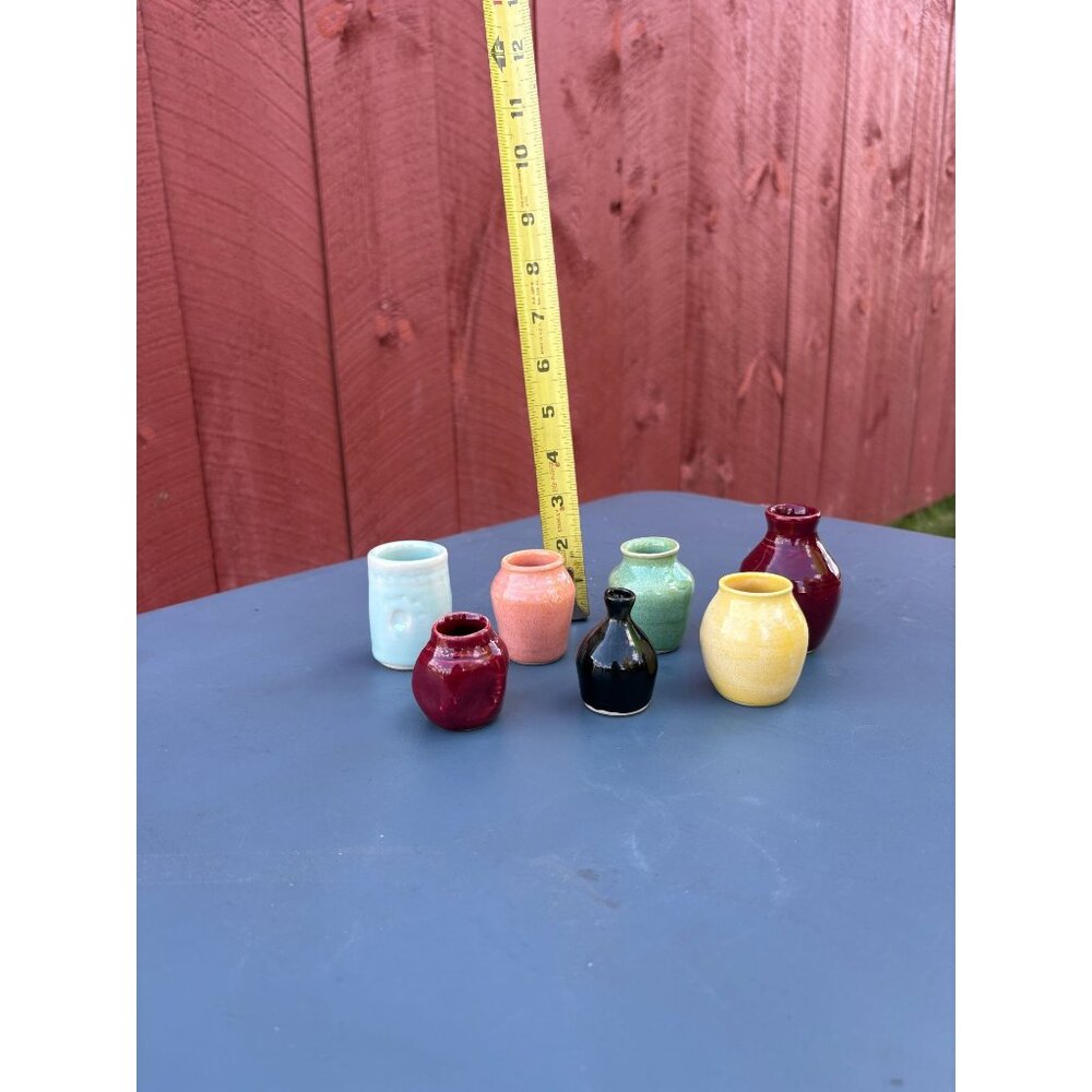 Handmade Pottery Vases Multicolor Set of 7 By Audrey McKeon